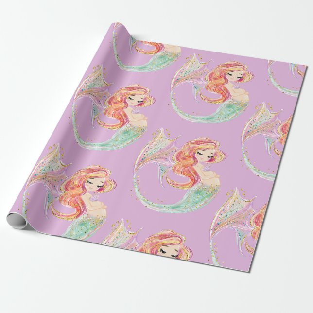 Presente Papel de enrolamento de CHÁS DE FRALDAS de MERMAID (Desenrolado)