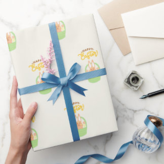 Presente Papel de enrolamento de coelhinhos de felz pascoa