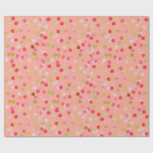 Presente Papel de enrolamento de Confetti rosa e Dourado