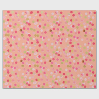 Presente Papel de enrolamento de Confetti rosa e Dourado