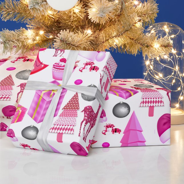Presente Papel de enrolamento de Convites de Natal rosa (Feriados)