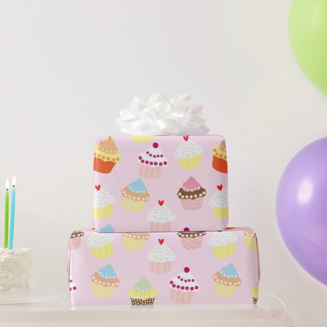 Presente Papel de enrolamento de Cupcakes coloridos (Presentes para festas)