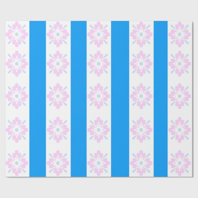 Presente Papel de enrolamento de Damasco rosa e Azul (Aberto)