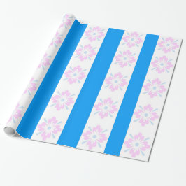 Presente Papel de enrolamento de Damasco rosa e Azul