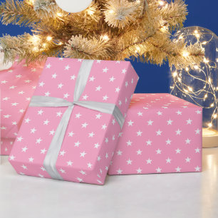 Presente Papel de enrolamento de estrelas rosa