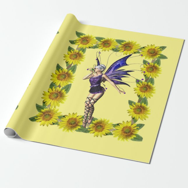 Presente Papel de enrolamento de fadas de girassol (Desenrolado)