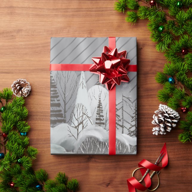 Presente Papel de enrolamento de festas de madeira retrógra (Presente de Natal)