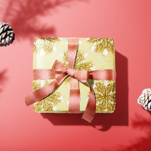 Presente Papel de enrolamento de flocos de neve Dourados re