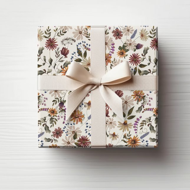 Presente Papel de enrolamento de flores selvagens (Fall Wildflower Wrapping Paper
)