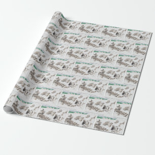Presente Papel de enrolamento de gatos de natais vintages