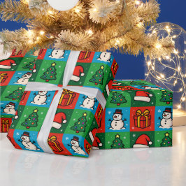 Presente Papel de enrolamento de ícones divertidos de Natal