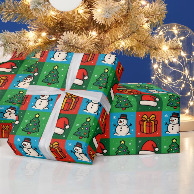 Presente Papel de enrolamento de ícones divertidos de Natal (Feriados)