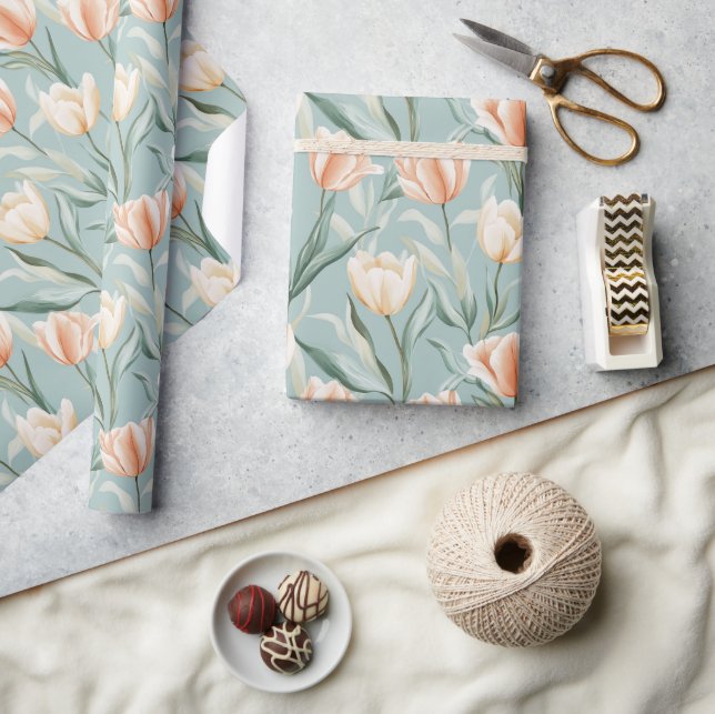 Presente Papel de enrolamento de Impressão de tulipas de pé (Artesanato)
