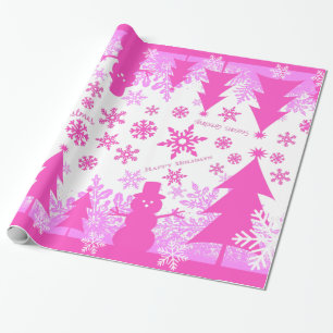 Presente Papel de enrolamento de inverno, cor-de-rosa-quent