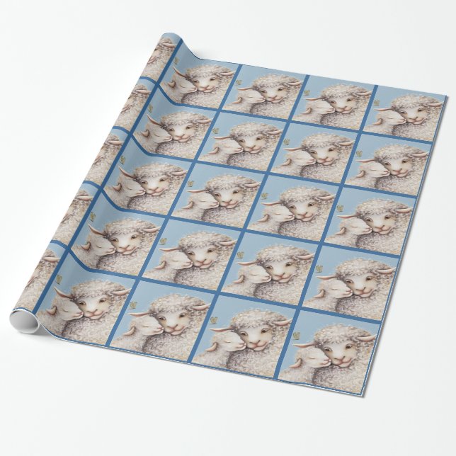 Presente Papel de enrolamento de lâmpadas azul (Desenrolado)