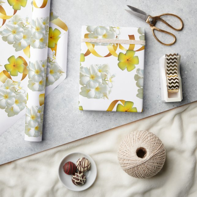 Presente Papel de enrolamento de matas amarelo e branco Fra (Artesanato)