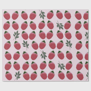 Presente Papel de enrolamento de morango com aquarela elega