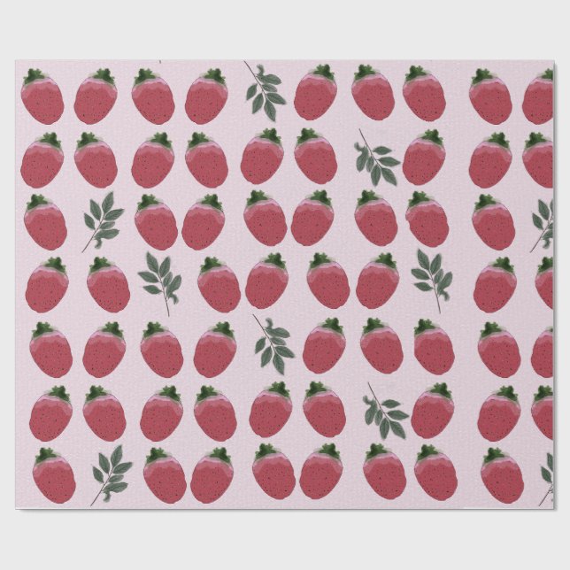 Presente Papel de enrolamento de morango com aquarela elega (Aberto)