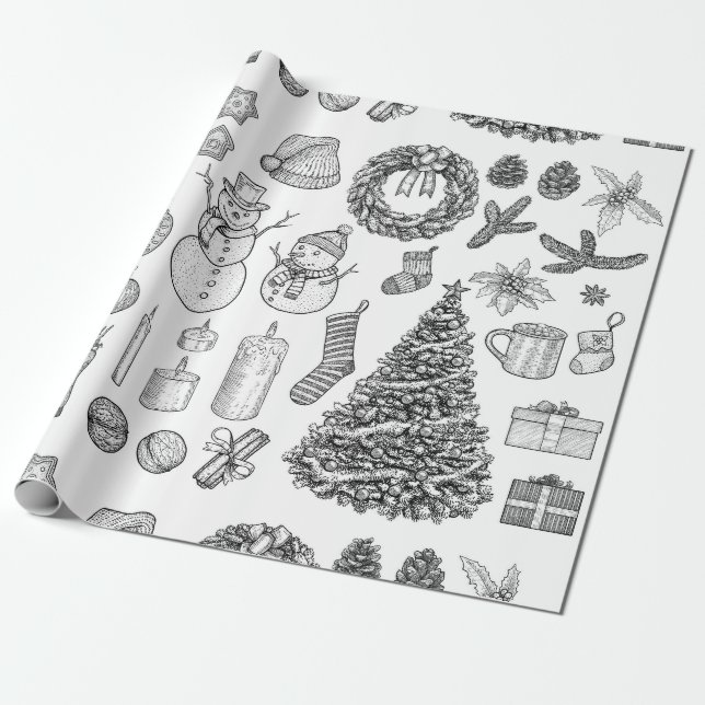 Presente Papel de enrolamento de natais vintages (Desenrolado)