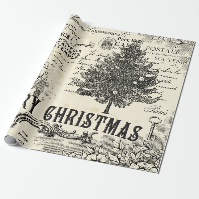 Presente Papel de enrolamento de Natais vintages - Vintage  (Desenrolado)