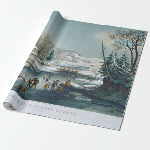 Presente Papel de enrolamento de Natais vintages WINTER AMÉ