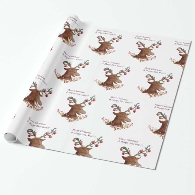 Presente Papel de enrolamento de Natal, Ano Novo (Desenrolado)