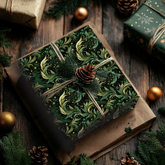 Presente Papel de enrolamento de Natal com espirais verdes