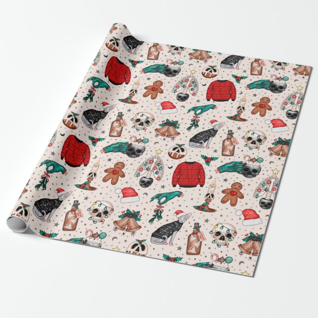 Presente Papel de enrolamento de Natal do Gótico de Creepma (Desenrolado)