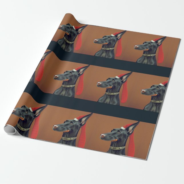 Presente Papel de enrolamento de Natal Doberman Pinscher (Desenrolado)
