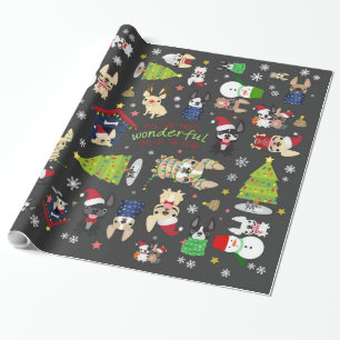 Presente Papel de enrolamento de Natal para Bulldog Francê