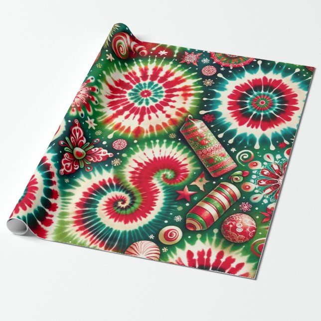 Presente Papel de enrolamento de Natal Psicodélico (Desenrolado)