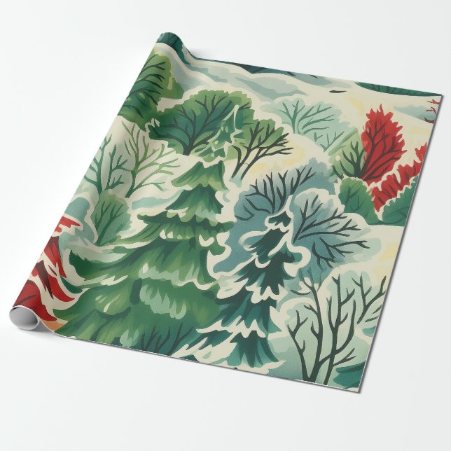 Presente Papel de enrolamento de Natal retrô de 1930 (Desenrolado)