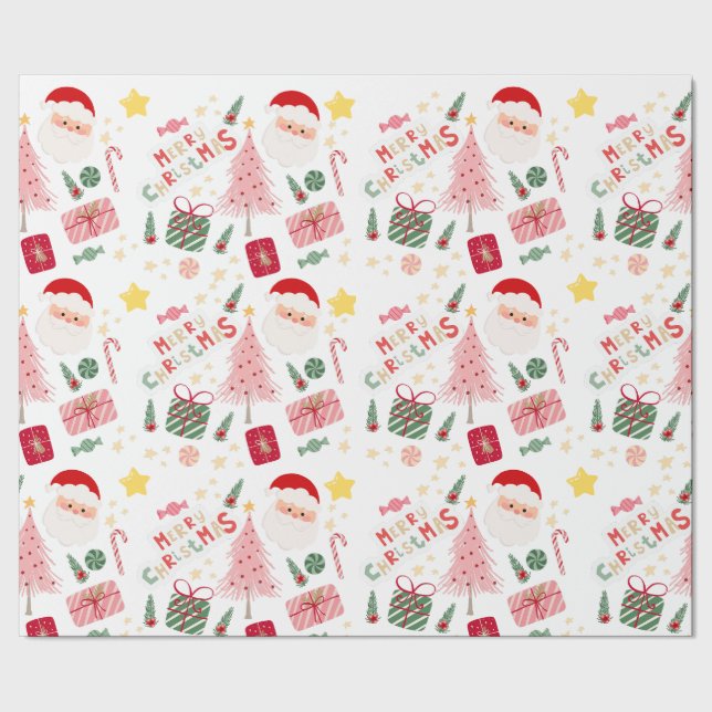 Presente Papel de enrolamento de Natal rosa e vermelho no N (Barra)