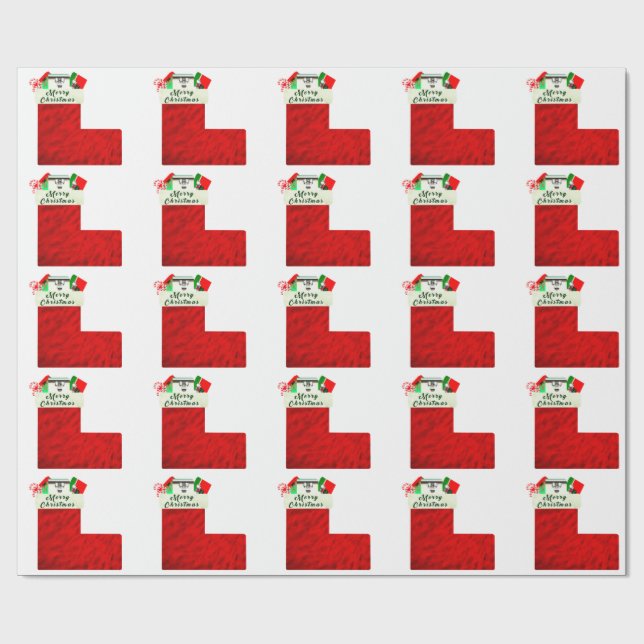 Presente Papel de enrolamento de Natal Vermelho (Aberto)