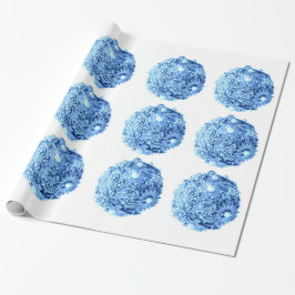 Presente Papel de enrolamento de ornamentos azuis, congelad
