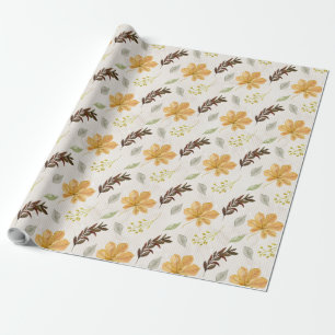 Presente Papel de enrolamento de outono/flor amarela