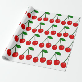 Presente Papel de enrolamento de padrão de cereja