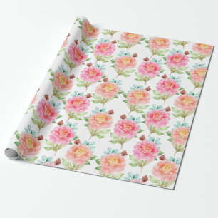 Presente Papel de enrolamento de padrão floral