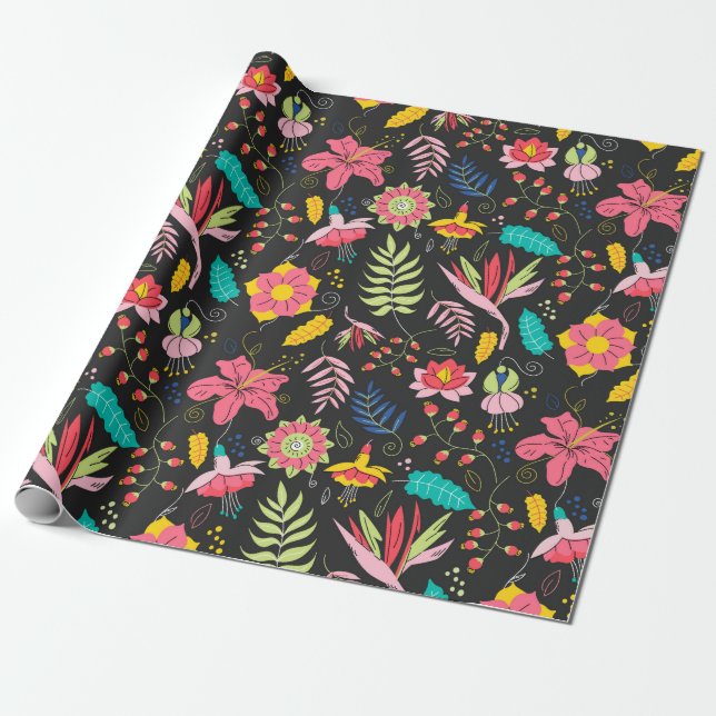 Presente Papel de enrolamento de padrão floral (Desenrolado)
