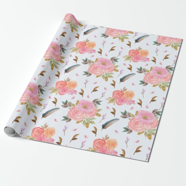 Presente Papel de enrolamento de padrão floral (Desenrolado)