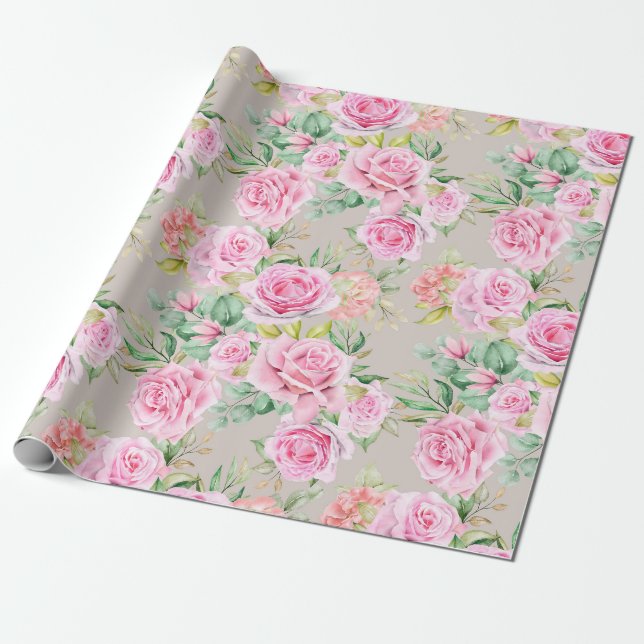 Presente Papel de enrolamento de padrão floral (Desenrolado)