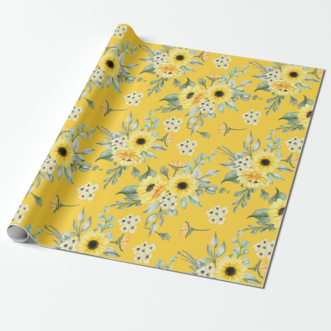 Presente Papel de enrolamento de padrão floral (Desenrolado)