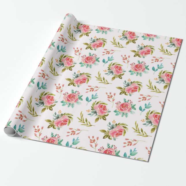Presente Papel de enrolamento de padrão floral (Desenrolado)