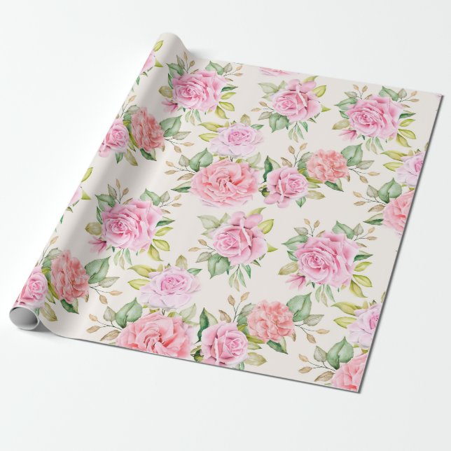 Presente Papel de enrolamento de padrão floral (Desenrolado)