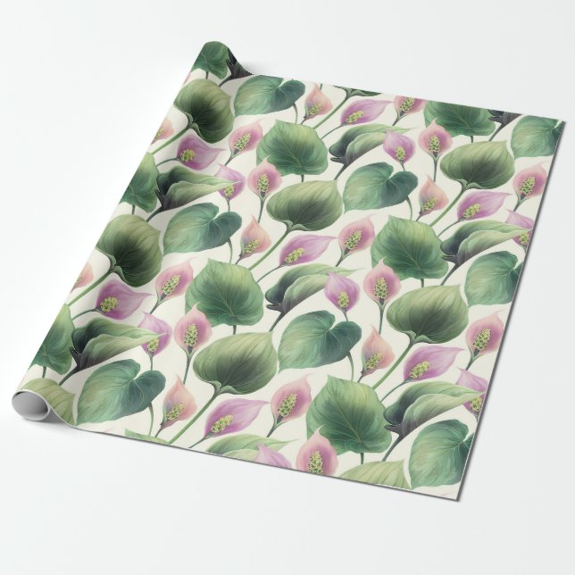 Presente Papel de enrolamento de padrão floral (Desenrolado)