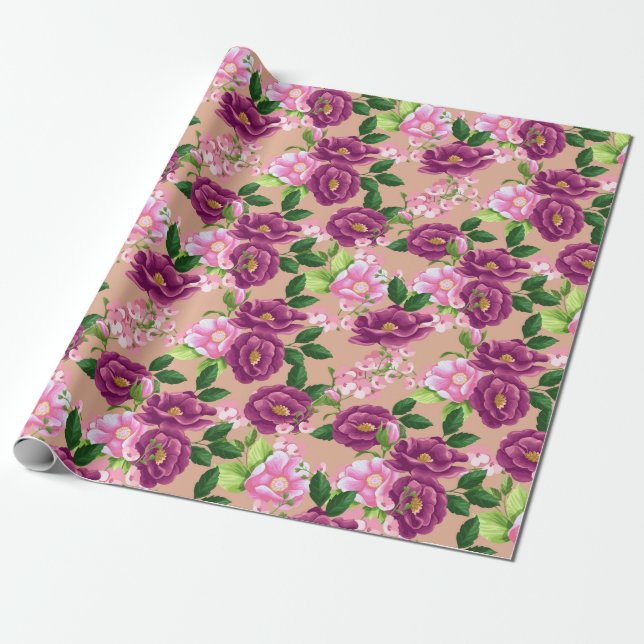 Presente Papel de enrolamento de padrão floral (Desenrolado)