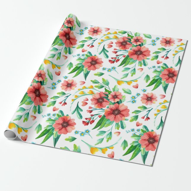 Presente Papel de enrolamento de padrão floral (Desenrolado)