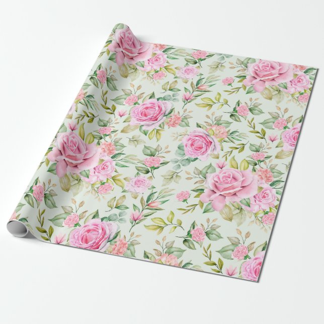 Presente Papel de enrolamento de padrão floral (Desenrolado)