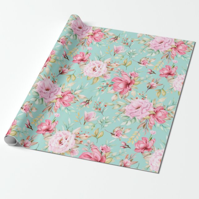 Presente Papel de enrolamento de padrão floral (Desenrolado)