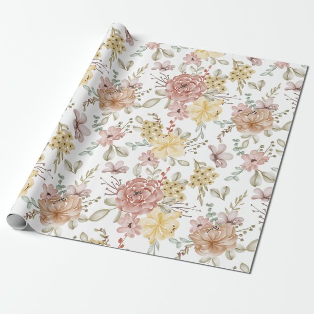 Presente Papel de enrolamento de padrão floral (Desenrolado)